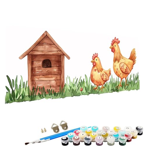 YALNSENN Malen Nach Zahlen Erwachsene, DIY Handgemalt öLgemäLde Kit für AnfäNger und Erwachsene, Tier， Acrylpigment für Kinder GemäLdeleinwand, Kreatives Geschenk Home Haus Deko, 90x180cm Huhn R-N1 von YALNSENN