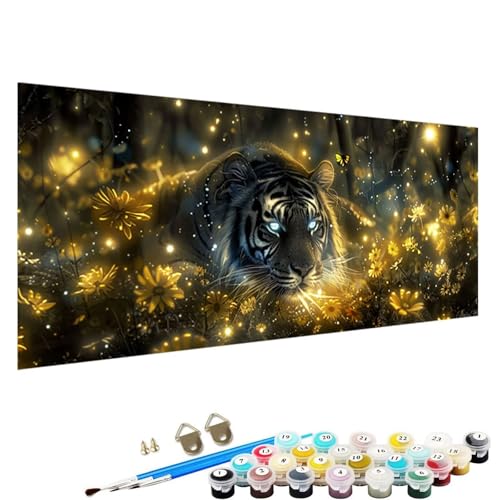 YALNSENN Malen Nach Zahlen Erwachsene, DIY Handgemalt öLgemäLde Kit für AnfäNger und Erwachsene, Tiger， Acrylpigment für Kinder GemäLdeleinwand, Kreatives Geschenk Home Haus Deko, 50x100cm Blume 4-5k von YALNSENN