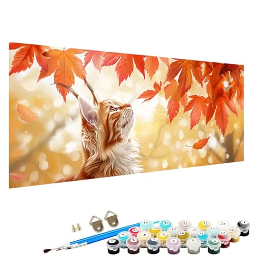 YALNSENN Malen Nach Zahlen Erwachsene, Katze DIY Handgemalt öLgemäLde Kit für AnfäNger und Erwachsene mit 3-Pinseln und Acrylfarbe, Ohne Rahmen 100x200cm Malen Nach Zahlen Leinwand Pflanze Q-88 von YALNSENN