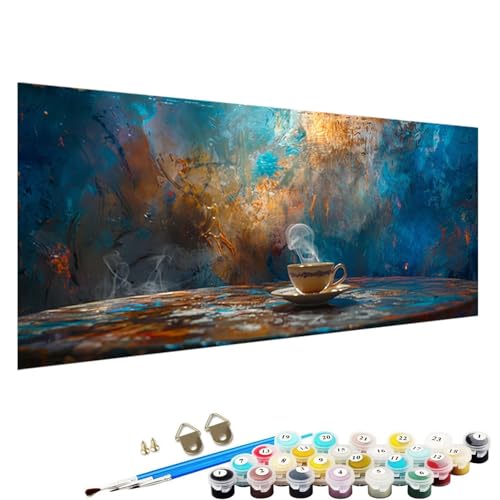 YALNSENN Malen Nach Zahlen Erwachsene, Tasse DIY Handgemalt öLgemäLde Kit für AnfäNger und Erwachsene mit 3-Pinseln und Acrylfarbe, Ohne Rahmen 80x160cm Malen Nach Zahlen Leinwand abstrakt 1-64 von YALNSENN