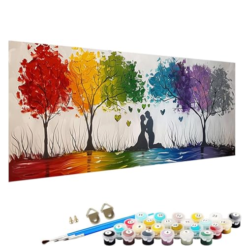 YALNSENN Malen Nach Zahlen Erwachsene, abstrakt DIY Handgemalt öLgemäLde Kit für AnfäNger und Erwachsene mit 3-Pinseln und Acrylfarbe, Ohne Rahmen 100x200cm Malen Nach Zahlen Leinwand Baum 6-04 von YALNSENN