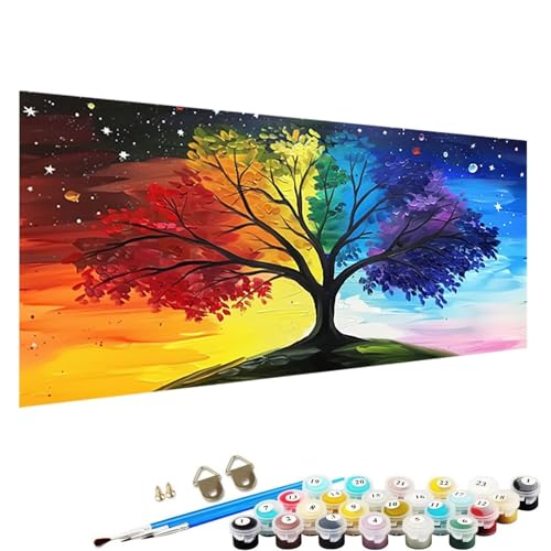 YALNSENN Malen Nach Zahlen Erwachsene Baum Des Lebens mit Knitterfreie Leinwand, Pinsels und Acrylfarbe - DIY Handgemalt öLgemäLde Kit Als Geschenk 50x100cm Paint by Numbers Adult Sternenhimmel A-0f von YALNSENN