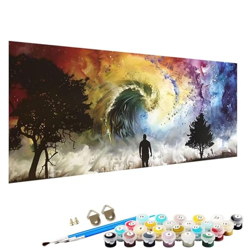 YALNSENN Malen Nach Zahlen Erwachsene Baum mit Knitterfreie Leinwand, Pinsels und Acrylfarbe - DIY Handgemalt öLgemäLde Kit Als Geschenk 50x100cm Paint by Numbers Adult abstrakt 2-Bo von YALNSENN