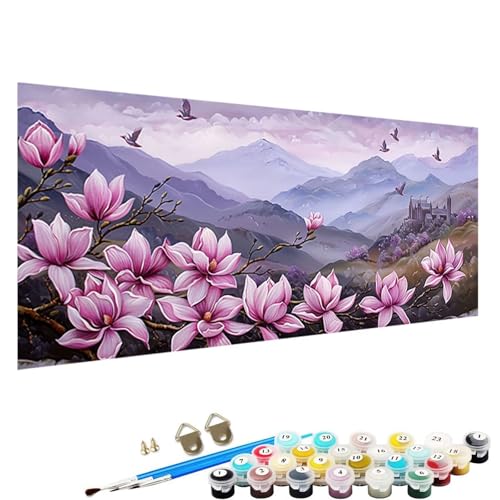 YALNSENN Malen Nach Zahlen Erwachsene Blume mit Knitterfreie Leinwand, Pinsels und Acrylfarbe - DIY Handgemalt öLgemäLde Kit Als Geschenk 50x100cm Paint by Numbers Adult Berg V-R9 von YALNSENN