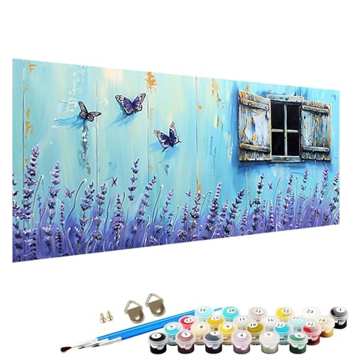 YALNSENN Malen Nach Zahlen Erwachsene Blume mit Knitterfreie Leinwand, Pinsels und Acrylfarbe - DIY Handgemalt öLgemäLde Kit Als Geschenk 50x100cm Paint by Numbers Adult Schmetterling R-19 von YALNSENN