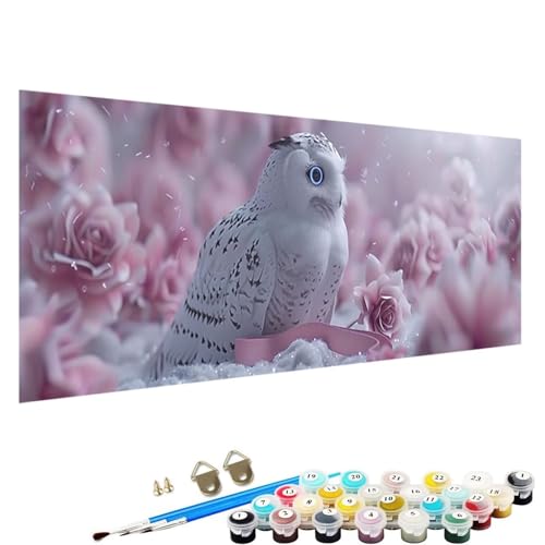 YALNSENN Malen Nach Zahlen Erwachsene Eule mit Knitterfreie Leinwand, Pinsels und Acrylfarbe - DIY Handgemalt öLgemäLde Kit Als Geschenk 50x100cm Paint by Numbers Adult Blume Z-Uz von YALNSENN