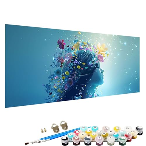 YALNSENN Malen Nach Zahlen Erwachsene Kinder Blume - Paint by Numbers Basteln Leinwand DIY Bastelset Erwachsene Frauen 100x200cm Ohne Holzrahmen Malen Nach Zahlen Erwachsene Frau 3-C5 von YALNSENN