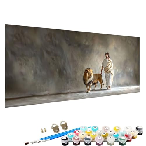 YALNSENN Malen Nach Zahlen Erwachsene Kinder LöWe - Paint by Numbers Basteln Leinwand DIY Bastelset Erwachsene Frauen 30x60cm Ohne Holzrahmen Malen Nach Zahlen Erwachsene Tier K-Z1 von YALNSENN