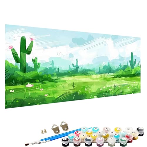 YALNSENN Malen Nach Zahlen Erwachsene Kinder Pflanze - Paint by Numbers Basteln Leinwand DIY Bastelset Erwachsene Frauen 90x40cm Ohne Holzrahmen Malen Nach Zahlen Erwachsene Kaktus 3-91 von YALNSENN