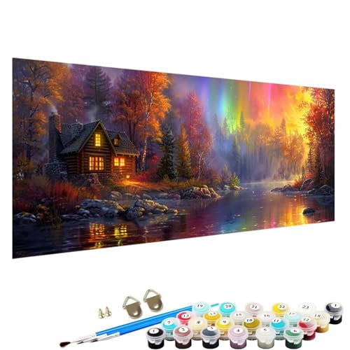 YALNSENN Malen Nach Zahlen Erwachsene Kinder See - Paint by Numbers Basteln Leinwand DIY Bastelset Erwachsene Frauen 30x60cm Ohne Holzrahmen Malen Nach Zahlen Erwachsene Baum 6-A0 von YALNSENN