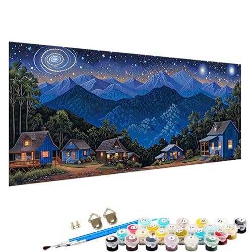 YALNSENN Malen Nach Zahlen Erwachsene Kinder Sternenhimmel - Paint by Numbers Basteln Leinwand DIY Bastelset Erwachsene Frauen 60x120cm Ohne Holzrahmen Malen Nach Zahlen Erwachsene Kleine Stadt 1-8l von YALNSENN