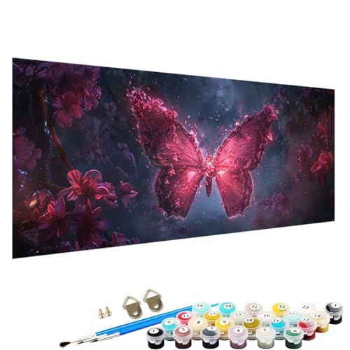 YALNSENN Malen Nach Zahlen Erwachsene Schmetterling mit Knitterfreie Leinwand, Pinsels und Acrylfarbe - DIY Handgemalt öLgemäLde Kit Als Geschenk 90x180cm Paint by Numbers Adult Blume 9-1n von YALNSENN