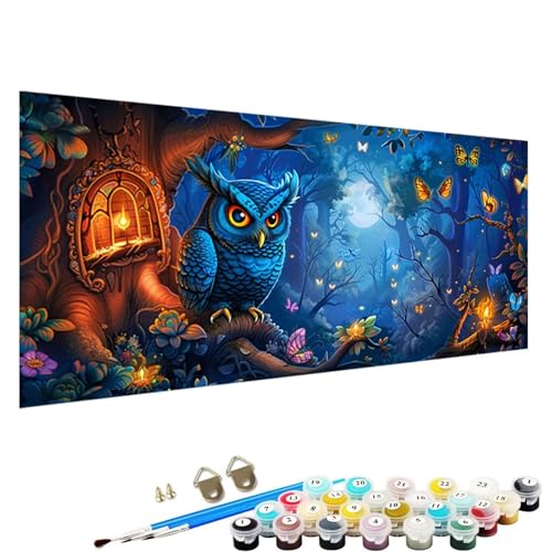 YALNSENN Malen Nach Zahlen Erwachsene Wald mit Knitterfreie Leinwand, Pinsels und Acrylfarbe - DIY Handgemalt öLgemäLde Kit Als Geschenk 90x180cm Paint by Numbers Adult Eule S-Fa von YALNSENN