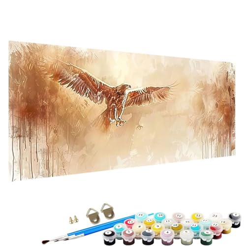 YALNSENN Malen Nach Zahlen Erwachsene abstrakt mit Knitterfreie Leinwand, Pinsels und Acrylfarbe - DIY Handgemalt öLgemäLde Kit Als Geschenk 50x100cm Paint by Numbers Adult Adler 9-Dv von YALNSENN