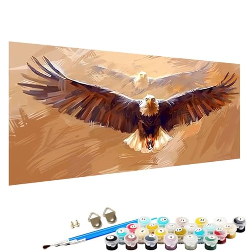 YALNSENN Malen Nach Zahlen ab 5 6 7 8 9 Jahre MäDchen und Jungen - DIY Adler Malen Nach Zahlen Malen Nach Zahlen Erwachsene Vogel für Kinder und AnfäNger mit Pinsel und Acrylfarben 90x40cm Z-24 von YALNSENN