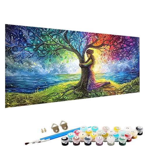 YALNSENN Malen Nach Zahlen ab 5 6 7 8 9 Jahre MäDchen und Jungen - DIY Baum Malen Nach Zahlen Malen Nach Zahlen Erwachsene Frau für Kinder und AnfäNger mit Pinsel und Acrylfarben 100x200cm L-08 von YALNSENN