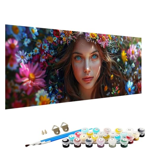 YALNSENN Malen Nach Zahlen ab 5 6 7 8 9 Jahre MäDchen und Jungen - DIY Blume Malen Nach Zahlen Malen Nach Zahlen Erwachsene Frau für Kinder und AnfäNger mit Pinsel und Acrylfarben 30x60cm 6-H0 von YALNSENN