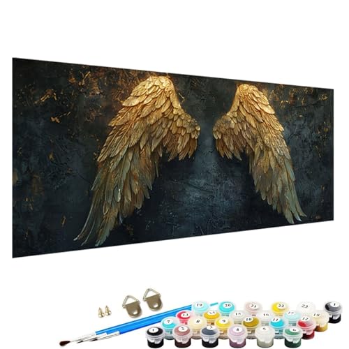 YALNSENN Malen Nach Zahlen ab 5 6 7 8 9 Jahre MäDchen und Jungen - DIY Engel Malen Nach Zahlen Malen Nach Zahlen Erwachsene FlüGel für Kinder und AnfäNger mit Pinsel und Acrylfarben 90x40cm N-Sp von YALNSENN