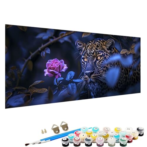 YALNSENN Malen Nach Zahlen ab 5 6 7 8 9 Jahre MäDchen und Jungen - DIY Leopard Malen Nach Zahlen Malen Nach Zahlen Erwachsene Tier für Kinder und AnfäNger mit Pinsel und Acrylfarben 100x200cm 1-1q von YALNSENN