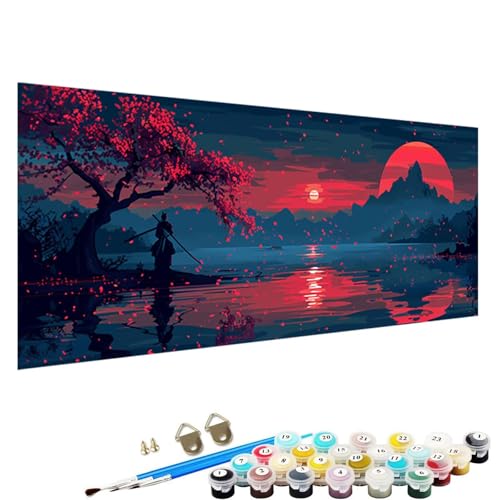 YALNSENN Malen Nach Zahlen ab 5 6 7 8 9 Jahre MäDchen und Jungen - DIY See Malen Nach Zahlen Malen Nach Zahlen Erwachsene Mond für Kinder und AnfäNger mit Pinsel und Acrylfarben 100x200cm 5-2r von YALNSENN