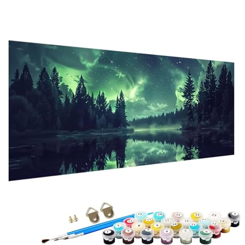 YALNSENN Malen Nach Zahlen ab 5 6 7 8 9 Jahre MäDchen und Jungen - DIY See Malen Nach Zahlen Malen Nach Zahlen Erwachsene Sternenhimmel für Kinder und AnfäNger mit Pinsel und Acrylfarben 30x60cm B-98 von YALNSENN