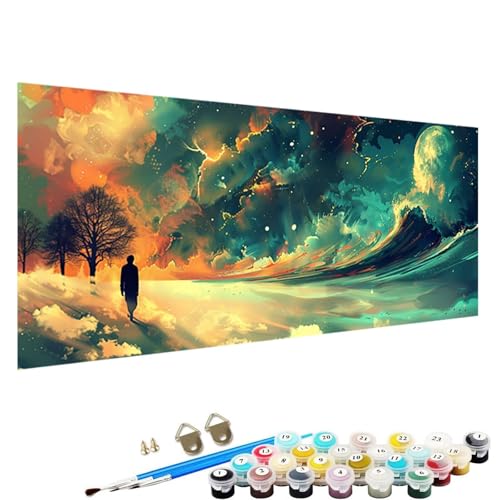 YALNSENN Malen Nach Zahlen ab 5 6 7 8 9 Jahre MäDchen und Jungen - DIY abstrakt Malen Nach Zahlen Malen Nach Zahlen Erwachsene Baum für Kinder und AnfäNger mit Pinsel und Acrylfarben 90x40cm E-17 von YALNSENN