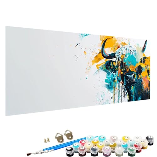 YALNSENN Malen Nach Zahlen ab 5 6 7 8 9 Jahre MäDchen und Jungen - DIY abstrakt Malen Nach Zahlen Malen Nach Zahlen Erwachsene Ochse für Kinder und AnfäNger mit Pinsel und Acrylfarben 80x160cm U-Ch von YALNSENN