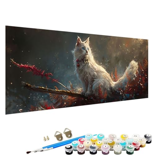 YALNSENN Malen Nach Zahlen ab 5 6 7 Jahre MäDchen, Katze Bastelset Erwachsene Malen Nach Zahlen für Kinder 3 Pinsel und Acrylfarben, 50x100cm Malen Nach Zahlen Erwachsene Herbst J-02 von YALNSENN