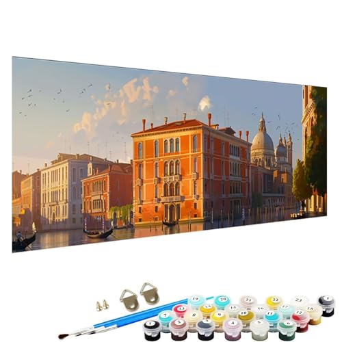 YALNSENN Malen Nach Zahlen ab 5 6 7 Jahre MäDchen, Venedig Bastelset Erwachsene Malen Nach Zahlen für Kinder 3 Pinsel und Acrylfarben, 90x180cm Malen Nach Zahlen Erwachsene Shuicheng 3-33 von YALNSENN