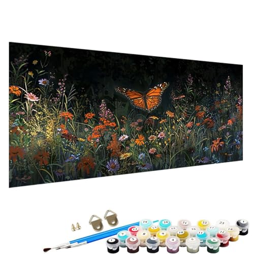 YALNSENN Malen Nach Zahlen ab 5 6 7 Jahre MäDchen und Junge, Pflanze Malen Nach Zahlen für Kinder 3 Pinsel und Acrylfarben, 100x200cm Malen Nach Zahlen für Erwachsene Schmetterling 9-Vv von YALNSENN