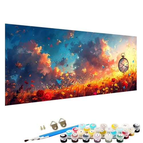 YALNSENN Malen Nach Zahlen ab 5 6 7 Jahre MäDchen und Junge, abstrakt Malen Nach Zahlen für Kinder 3 Pinsel und Acrylfarben, 100x200cm Malen Nach Zahlen für Erwachsene Uhr 6-Hc von YALNSENN