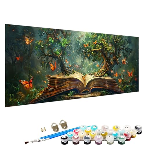 YALNSENN Malen Nach Zahlen für Erwachsene, Baum Des Lebens DIY Leinwand öLgemäLde Kit für Kinder mit Pinseln Acrylpigment Zeichnung Lackierung 70x140cm Schmetterling Malen Nach Zahlen Erwachsene 4-N8 von YALNSENN