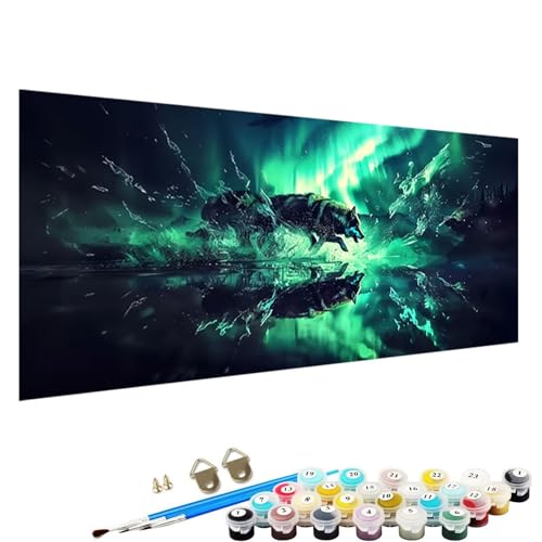 YALNSENN Malen Nach Zahlen für Erwachsene, Tier DIY Leinwand öLgemäLde Kit für Kinder mit Pinseln Acrylpigment Zeichnung Lackierung 70x140cm Wolf Malen Nach Zahlen Erwachsene 7-58 von YALNSENN