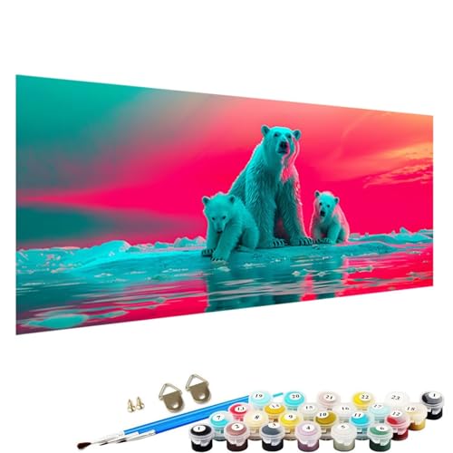 YALNSENN Malen Nach Zahlen für Erwachsene, Tier DIY Leinwand öLgemäLde Kit für Kinder mit Pinseln Acrylpigment Zeichnung Lackierung 90x180cm EisbäR Malen Nach Zahlen Erwachsene N-56 von YALNSENN