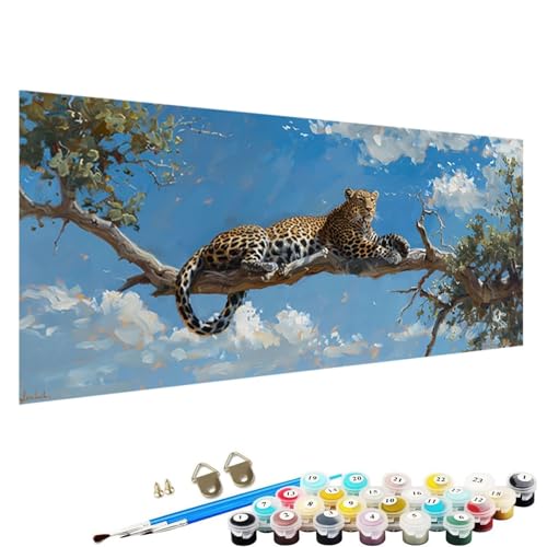 YALNSENN Malen Nach Zahlen für Kinder, Erwachsene und AnfäNger, Baum DIY Malen Nach Zahlen Tiere für MäDchen und Jungen, Leopard Malen Nach Zahlen Erwachsene Leinwand 90x40cm, Ohne Rahmen C-Yv von YALNSENN