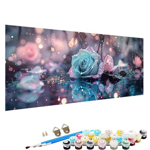 YALNSENN Malen Nach Zahlen für Kinder, Erwachsene und AnfäNger, Blume DIY Malen Nach Zahlen Tiere für MäDchen und Jungen, Rose Malen Nach Zahlen Erwachsene Leinwand 30x60cm, Ohne Rahmen O-72 von YALNSENN