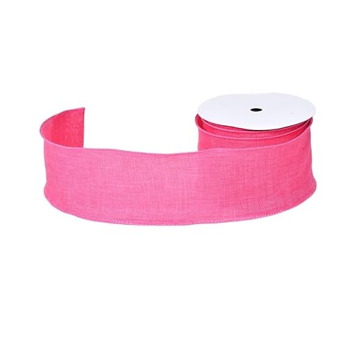 Juteband mit Drahtrand, 6,4 cm x 9,1 m, Juteband für Geschenkverpackungen, Kränze, Schleifen, Blumenstrauß, Heimdekoration (Hot Pink) von YAMA