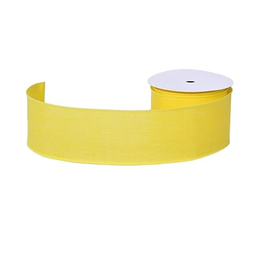 Juteband mit Drahtrand, 6,4 cm x 9,1 m, Juteband für Geschenkverpackungen, Kränze, Schleifen, Blumenstrauß, Heimdekoration (gelb) von YAMA