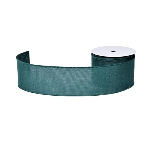 Juteband mit Drahtrand, 6,4 cm x 9,1 m, Stoff Juteband für Geschenkverpackungen, Kränze, Schleifen, Blumenstrauß, Heimdekoration (Forset Green) von YAMA