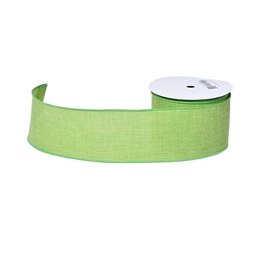 Juteband mit Drahtrand, 6,4 cm x 9,1 m, Stoff Juteband für Geschenkverpackungen, Kränze, Schleifen, Blumenstrauß, Heimdekoration (Hellgrün) von YAMA