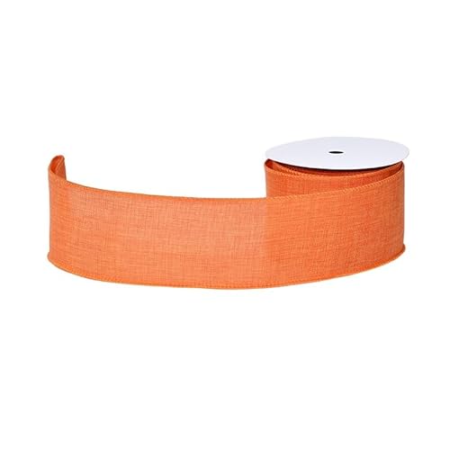 Juteband mit Drahtrand, 6,4 cm x 9,1 m, Stoff Juteband für Geschenkverpackungen, Kränze, Schleifen, Blumenstrauß, Heimdekoration (Orange) von YAMA