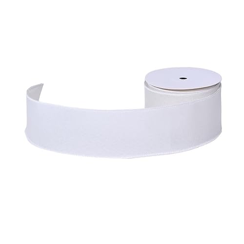 Juteband mit Drahtrand, 6,4 cm x 9,1 m, Stoff Juteband für Geschenkverpackungen, Kränze, Schleifen, Blumenstrauß, Heimdekoration (weiß) von YAMA