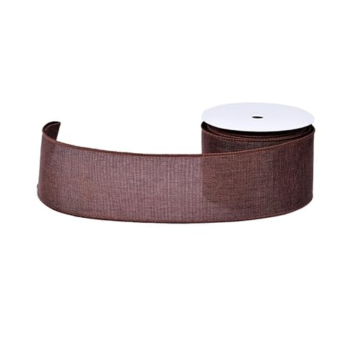 Juteband mit Drahtrand, braun, 6,4 cm x 9,1 m, Juteband für Geschenkverpackungen, Kränze, Schleifen, Blumenstrauß, Heimdekoration (braun) von YAMA