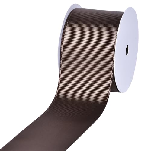 YAMA Braunes Ripsband, 5,1 cm, 9,1 m, ideal zum Basteln, Schleifen, Blumenstrauß, Hochzeit, Heimdekoration, Geschenkverpackung von YAMA