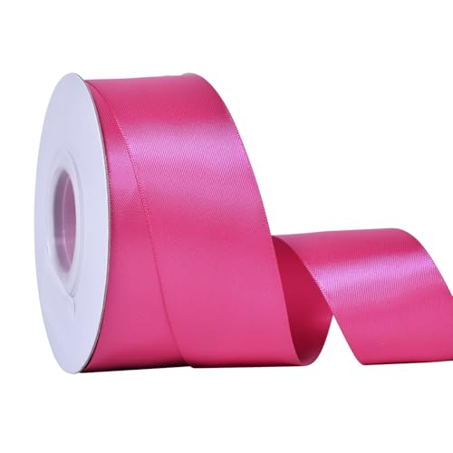 YAMA Doppelseitiges Satinband, 3,8 cm, 22 m, ideal zum Basteln, Schleifen, Blumenstrauß, Hochzeit, Heimdekoration, Geschenkverpackung, Hot Pink von YAMA