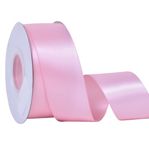 YAMA Doppelseitiges Satinband, 3,8 cm, 22 m, ideal zum Basteln, Schleifen, Blumenstrauß, Hochzeit, Heimdekoration, Geschenkverpackung, Rosa von YAMA