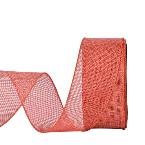 YAMA Juteband mit Draht, Orange, 6,4 cm x 20 m, für Geschenkverpackungen, Bastelarbeiten, Kranz, Schleifen, Weihnachten und Heimdekoration von YAMA