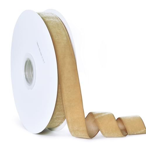 YAMA Khaki-Samtband, 2,5 cm x 12,7 m, einseitiges Samtband für Choker, Haar-Accessoires, Kränze, Blumensträuße, Geschenkverpackungen, DIY Handwerk von YAMA