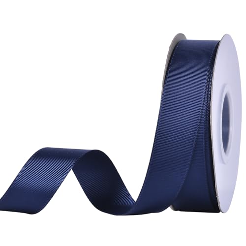 YAMA Marineblaues Ripsband, 2,5 cm, 22,7 m, ideal zum Basteln, Schleifen, Blumenstrauß, Hochzeit, Heimdekoration, Geschenkverpackung von YAMA