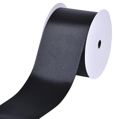 YAMA Schwarzes Ripsband, 5,1 cm, 9,1 m, ideal zum Basteln, Schleifen, Blumenstrauß, Hochzeit, Heimdekoration, Geschenkverpackung von YAMA